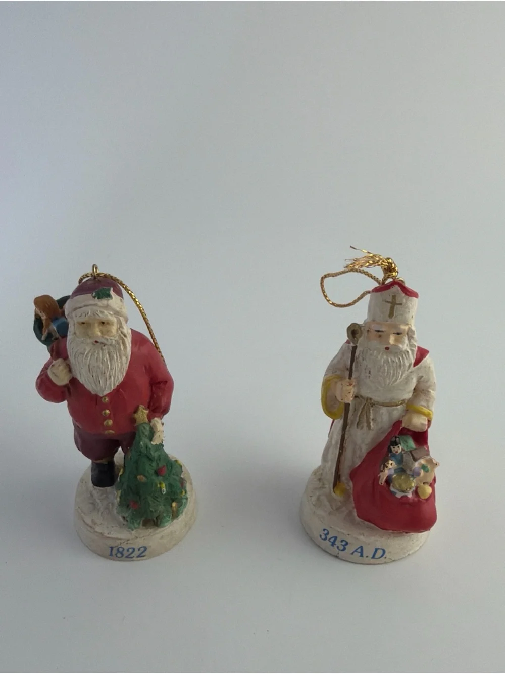 Santa Through the ages Ornaments Legend of St. Nicholas 343 AD & 1822